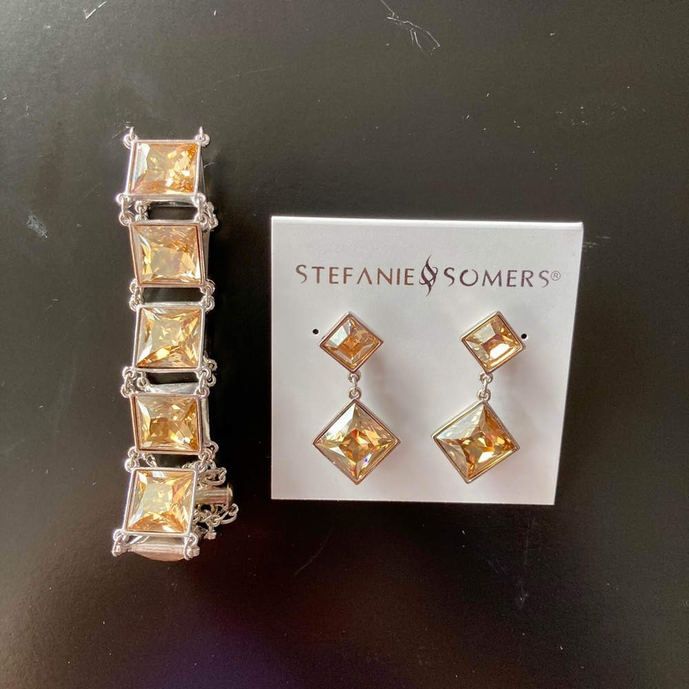Stefanie Somers topaz earrings and bracelet set